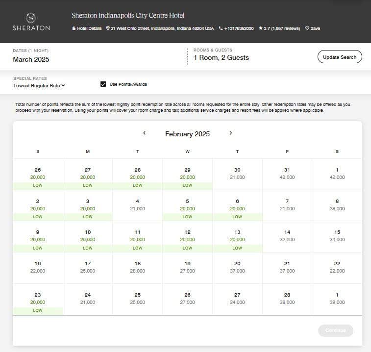 Example of a search we did at the Sheraton Indianapolis City Centre Hotel