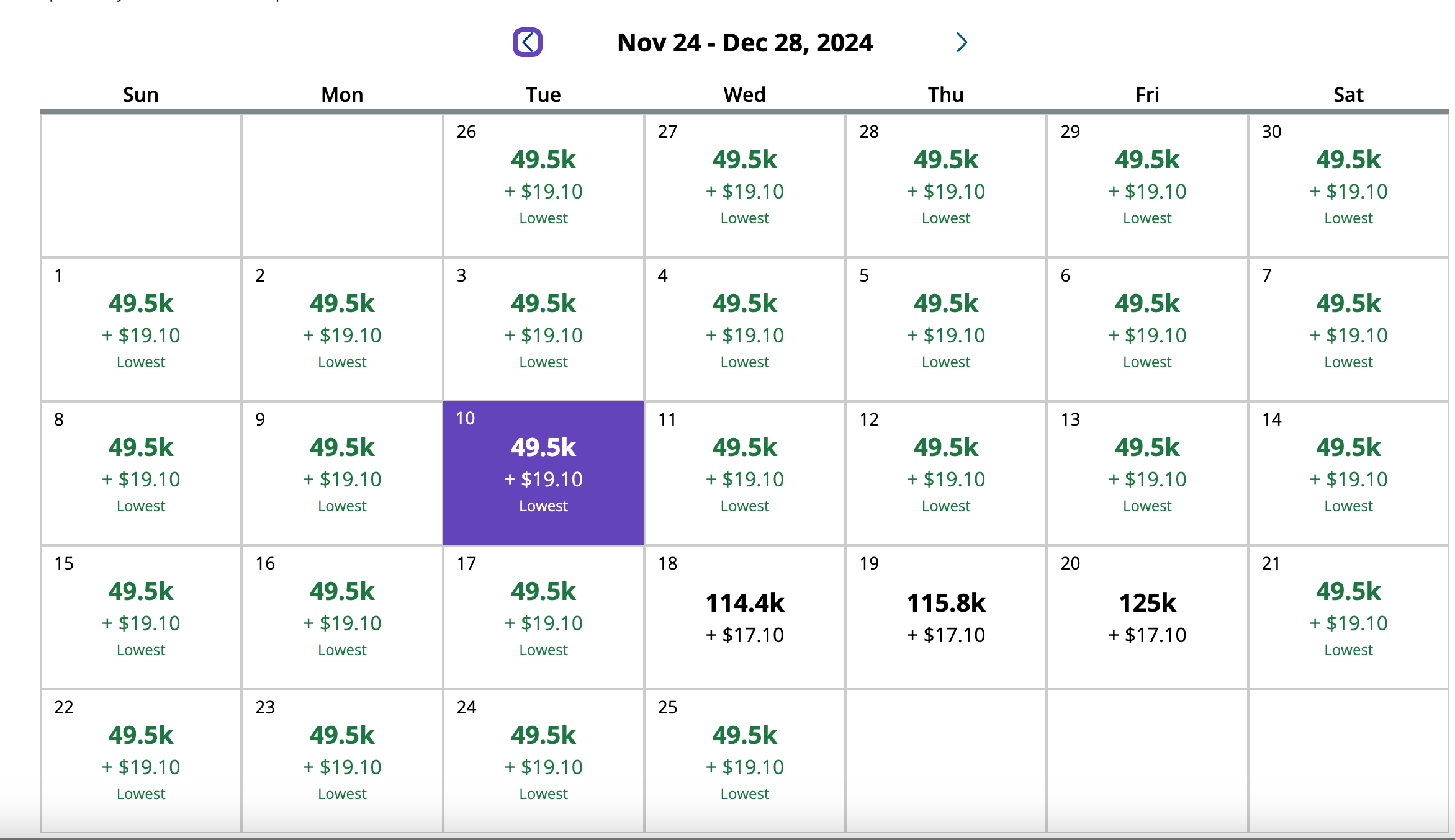 United's low cost calendar